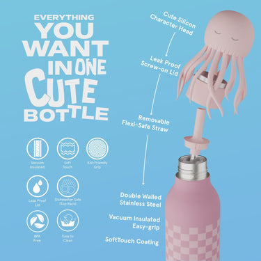 ASOBU Bestie Trinkflasche Qualle „Reina“ Rosa – Produktansicht 2