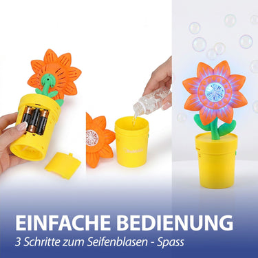 Seifenblasen-Blumentopf mit LED – Gelbe Blüte • Cepewa