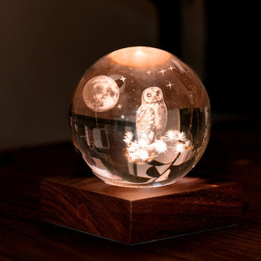 Amber Crystal Light "The Owl Moon" • Gingko – Produktansicht 2