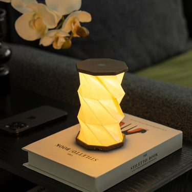 Mini Hexagon Twist Lamp "Walnut Drift" • Gingko