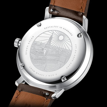 Herrenuhr "Hamburg Solar" Weiß Silber • Sternglas