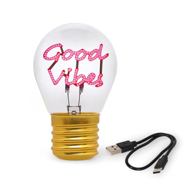 Deko-Tischlampe in Glühbirnenform - "Good Vibes" von LEGAMI, Produktansicht 2