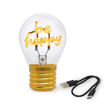 Deko-Tischlampe in Glühbirnenform - "Be Happy" von LEGAMI, Produktansicht 2