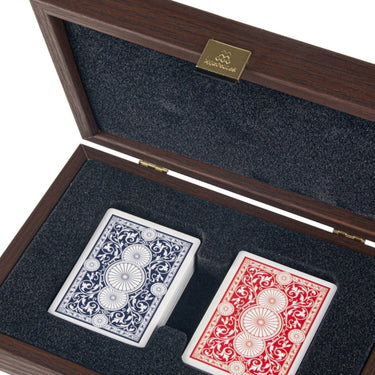 Luxuriöses Walnuss-Etui mit beschichteten Spielkarten von MANOPOULOS – Produktansicht 2