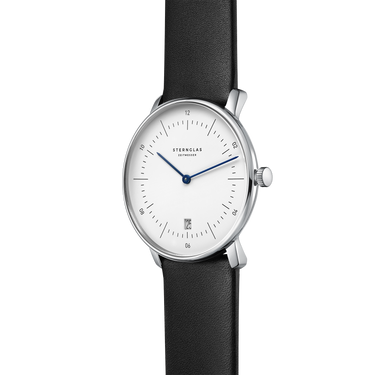 Herrenuhr Quarz "Naos" Weiß Silber Premium Schwarz • Sternglas