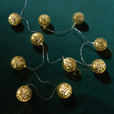Gold Disco Balls LED-Lichterkette 1,6 m • Talking Tables